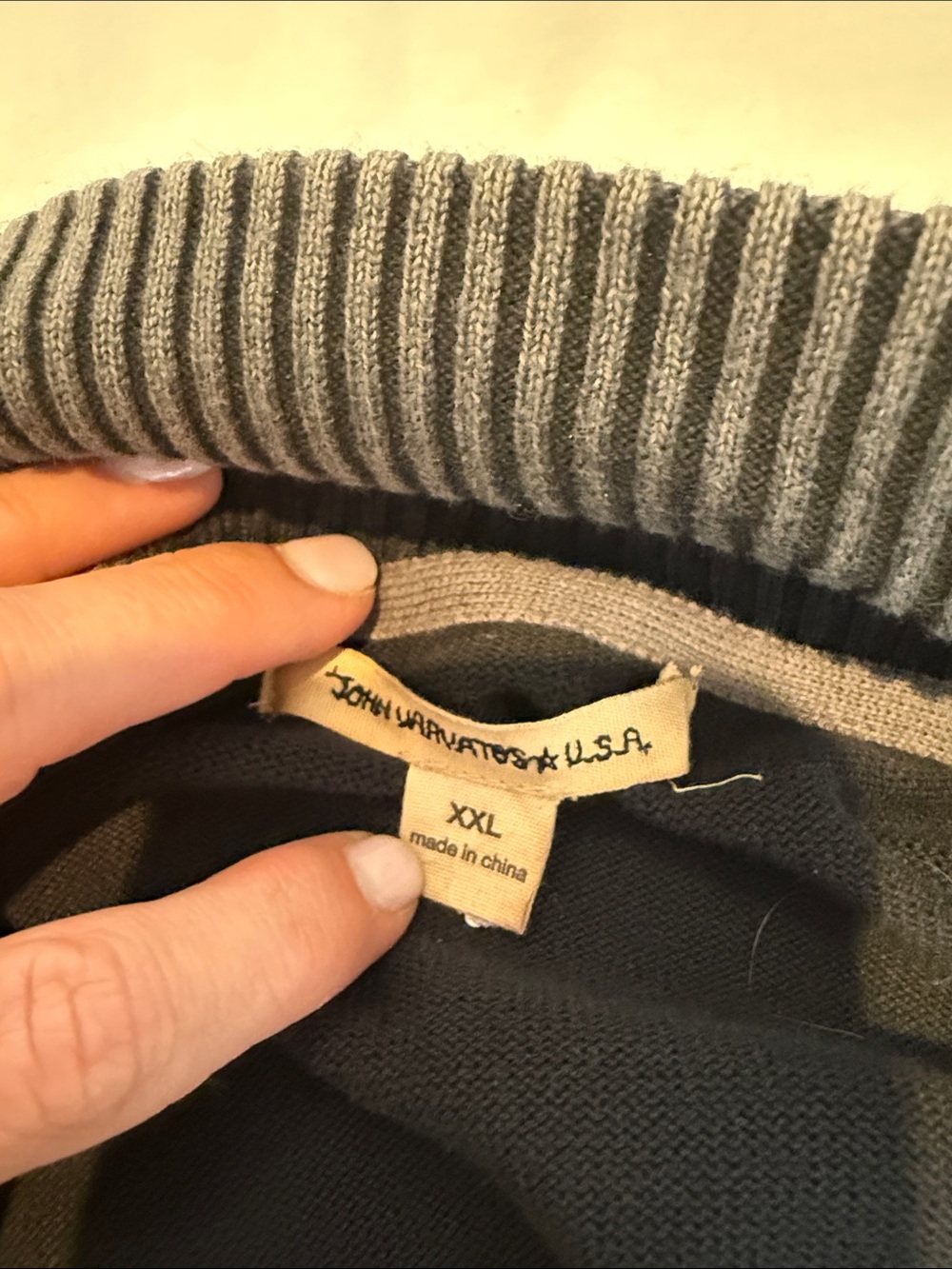 John Varvatos Gray Crewneck Ribbed Sweater